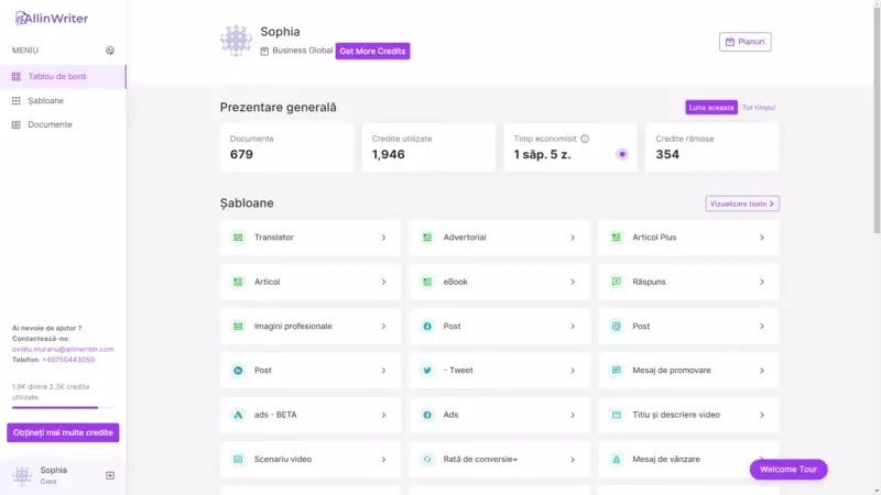 DashBoard-Romana-AllinWriter